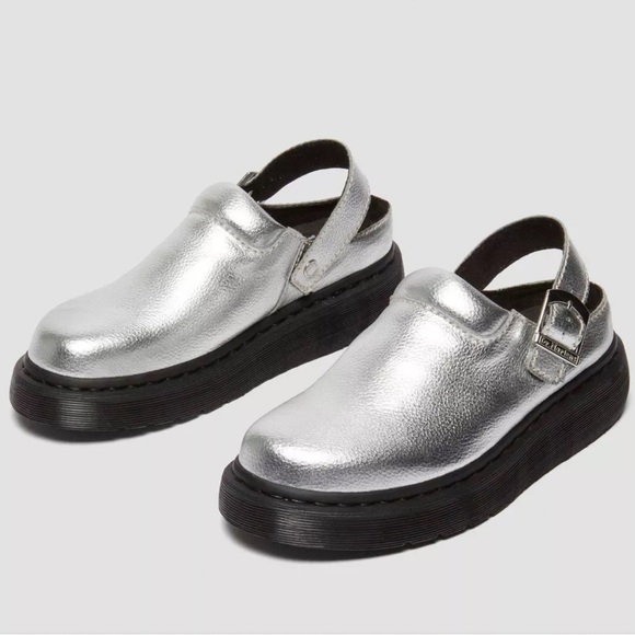 Dr. Martens Shoes - Dr. Martens Laketen Slingback Mule Metallic Silver Tumble Size US M10 W11 NWOB